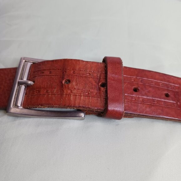 Vintage Milos Brown Leather Men's Belt size 38 Made in Italy - Picture 8 of 8